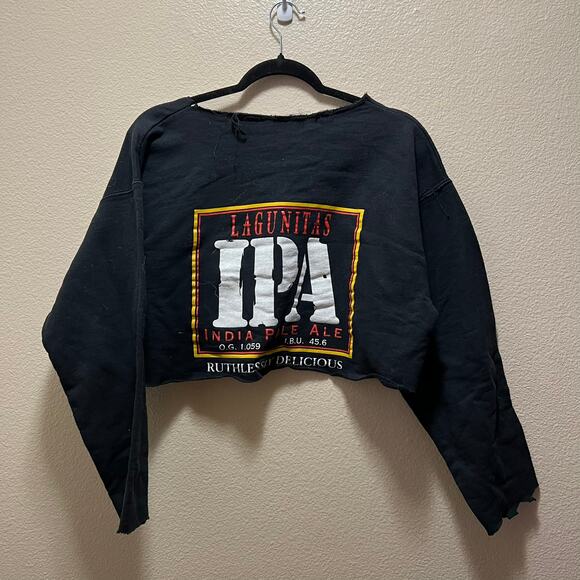 Lagunitas Brewing Co IPA Beer Pale Ale Cropped Pullover Sweatshirt Size Small - Picture 4 of 5